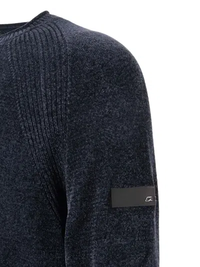Rrd Round Knit Sweater With Contrasting Hem Detail In Blue