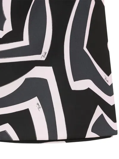 Pucci Wrap Mini Skirt In Silk Twill With Marmo Print In Black