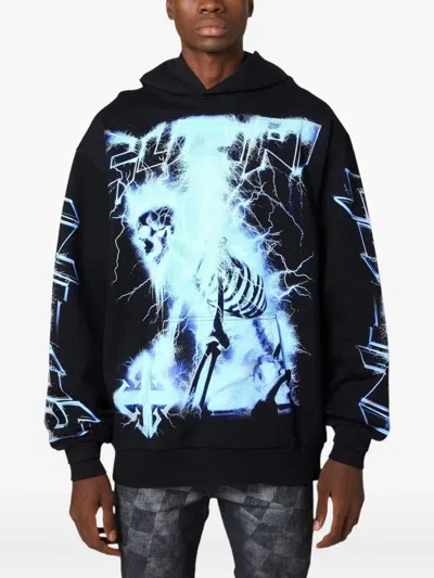 Guapi Lightning-skeleton Print Hoodie In Black