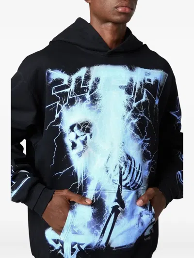 Guapi Lightning-skeleton Print Hoodie In Black