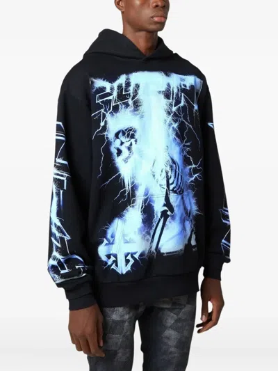 Guapi Lightning-skeleton Print Hoodie In Black