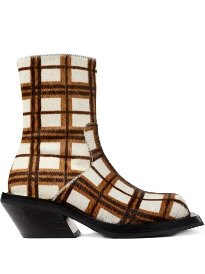 Camperlab Quetal Checked Ankle Boots In Animal Print