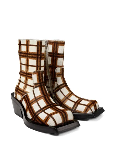 Camperlab Quetal Checked Ankle Boots In Animal Print
