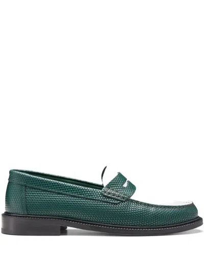Vinny's Embossed-leather Loafers In Green