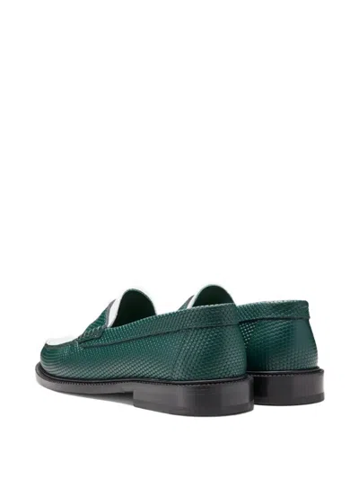 Vinny's Embossed-leather Loafers In Green