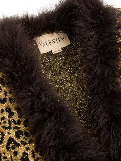 Valentino Jacquard-strickjacke Mit Animalprint Aus Lurex Frau Animalier Xs In Yellow