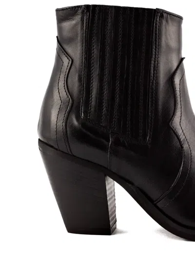 Julie Dee 70mm Leather Pointed-toe Block-heel Boots In Black