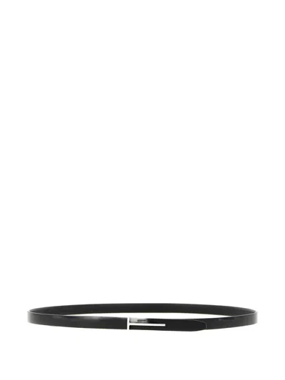 Tom Ford Slim Leather Belt Featuring Metal Buckle In Black
