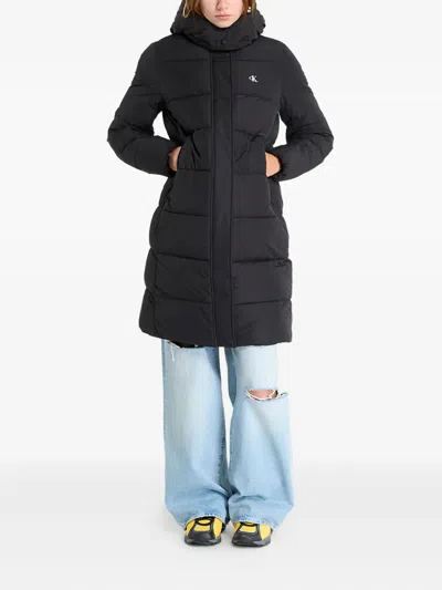 Calvin Klein Hooded Puffer Coat In Black