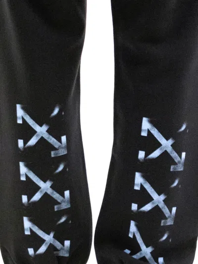 Off-white Stencil Arrow Drawstring Track Pants In Black