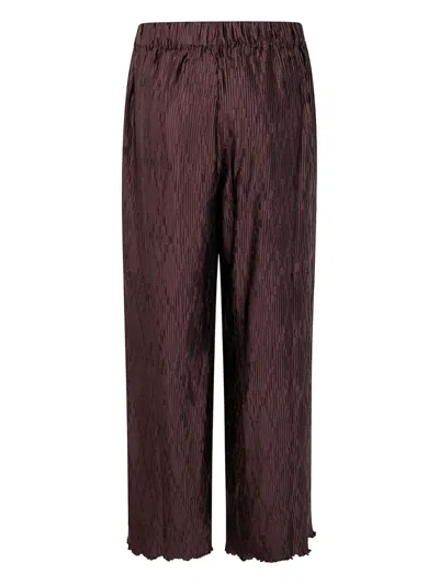 By Malene Birger Wide Leg Textured Fabric Trousers In Burgundy