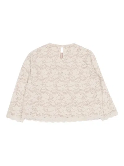 Douuod Lace-trimmed Long-sleeve Blouse In Neutral
