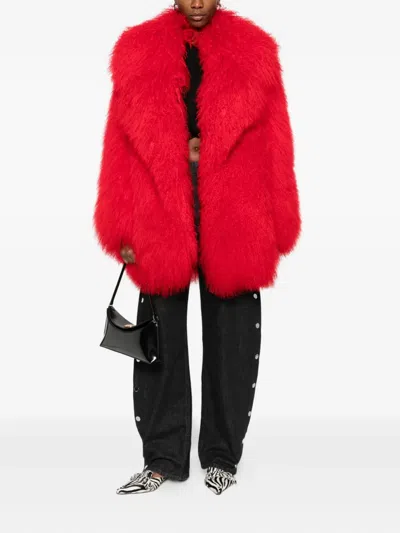 Numerootto Iside Fur Coat In Red