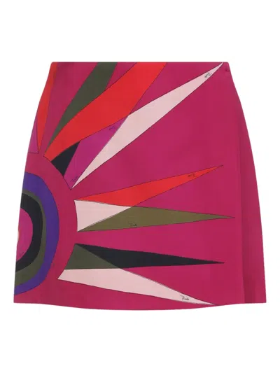 Pucci High Waist Mini Skirt With Graphic Print In Pink