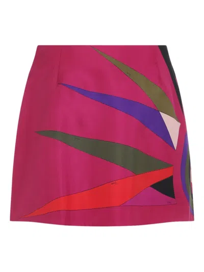 Pucci High Waist Mini Skirt With Graphic Print In Pink