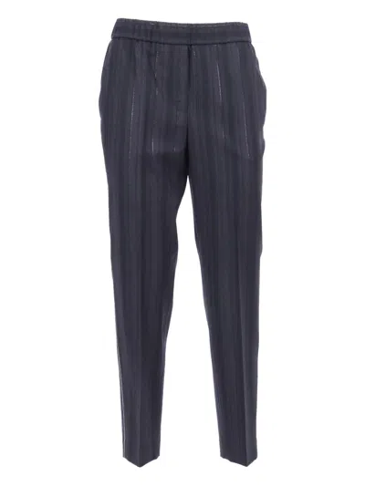 Peserico Tailored Trousers With Metallic Stripe In Blue