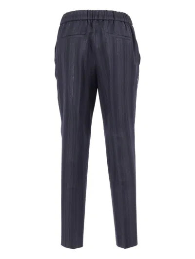 Peserico Tailored Trousers With Metallic Stripe In Blue