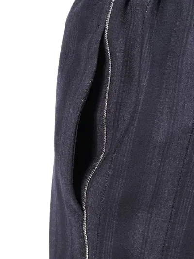 Peserico Tailored Trousers With Metallic Stripe In Blue