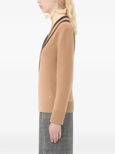 Valentino Garavani Wool Sweater Sweaters And Cardigans Beige In Brown