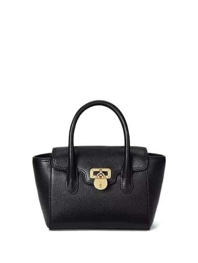 Ralph Lauren Tanner Small Pebbled Leather Satchel In Black