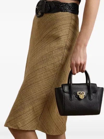 Ralph Lauren Tanner Small Pebbled Leather Satchel In Black