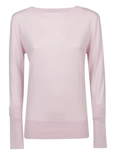 Snobby Sheep Button-cuff Silk Sweater In Pink