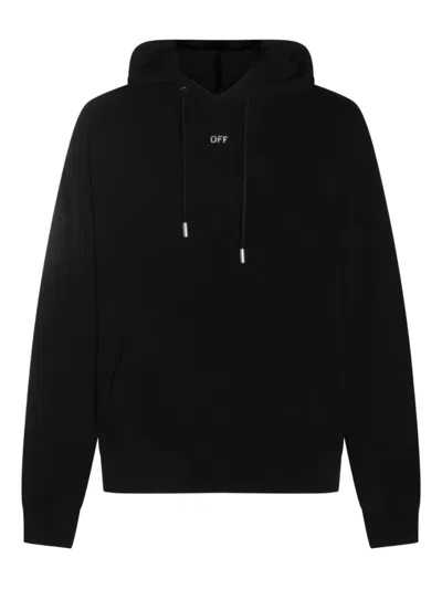 Off-white Logo Printed Drawstring Hoodie In Blue