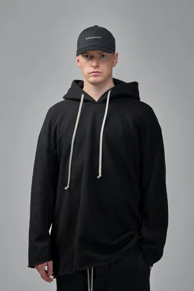 Rick Owens Drkshdw Drawstring Hood Sweatshirt Ribbed Cuffs In Black