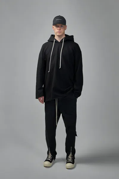 Rick Owens Drkshdw Drawstring Hood Sweatshirt Ribbed Cuffs In Black