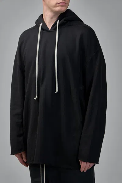 Rick Owens Drkshdw Drawstring Hood Sweatshirt Ribbed Cuffs In Black