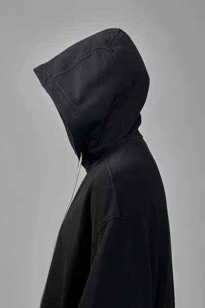 Rick Owens Drkshdw Drawstring Hood Sweatshirt Ribbed Cuffs In Black