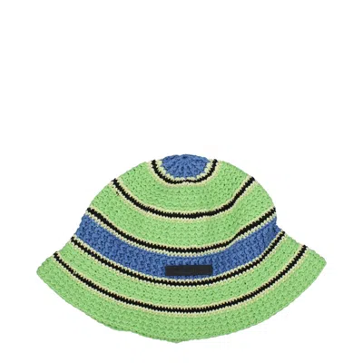 Stella Mccartney Crochet Knit Cotton Bucket Hat In Green