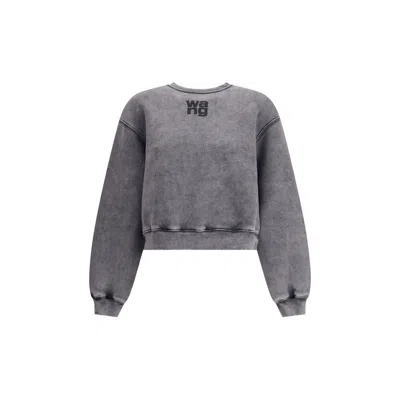 Alexander Wang Embossed Logo Crewneck Sweatshirt In Gray