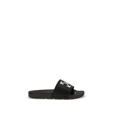 Off-white Arrow Open Toe Slip-on Slides In Black