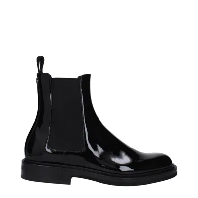 Dolce & Gabbana Black Leather Ankle Boot In Black