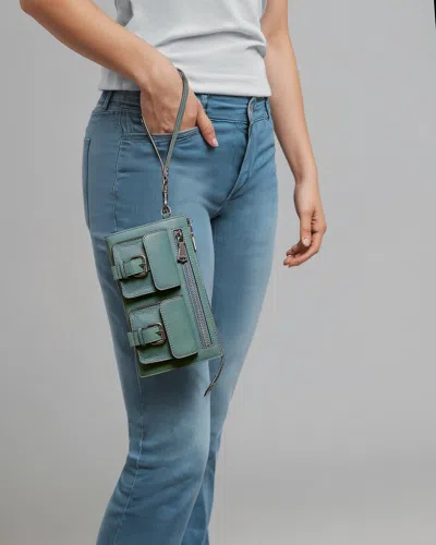 Aimee Kestenberg Saddle-up Leather Wristlet Clutch In Green