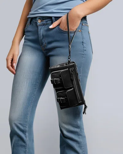 Aimee Kestenberg Saddle-up Leather Wristlet Clutch In Black