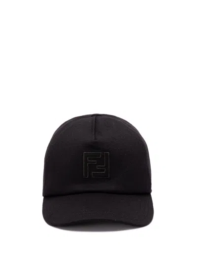 Fendi Cashmere And Wool Cap Featuring Embroidery In Black