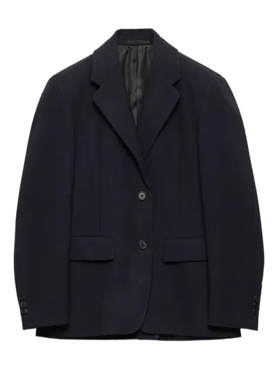 Prada Single-breasted Jacket In Straw In Blue