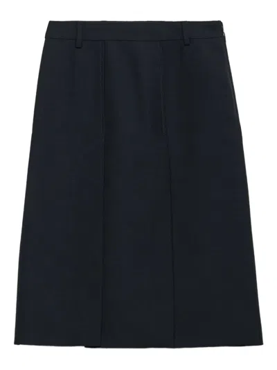 Prada Knee-length Skirt With Multiple Slits And Loops In Blue