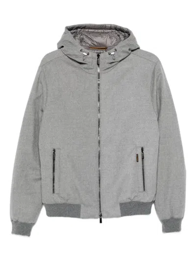 Moorer Hooded Zip-front Jacket In Gray