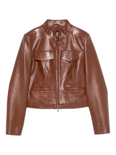 Patrizia Pepe Brown Biker Jacket In Brown