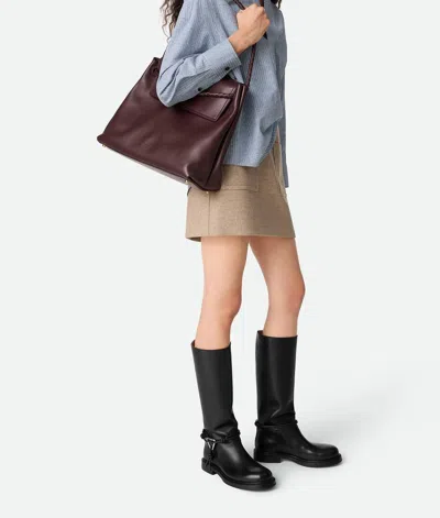 Bottega Veneta Knee High Boot Braided Strap Detail In Black