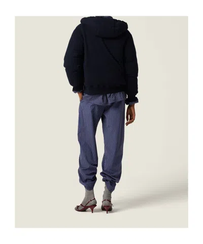 Miu Miu Cashmere Down Jacket With Hood And Pattern In Black