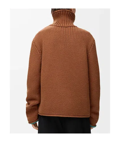 Loewe Mens Tan Turtleneck Knitted Wool Sweater In Brown