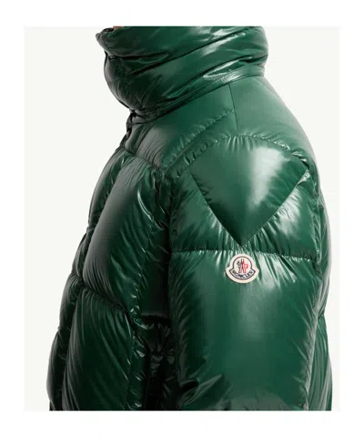 Moncler Parana Glossy Hooded Short Down Jacket Clothing In Green