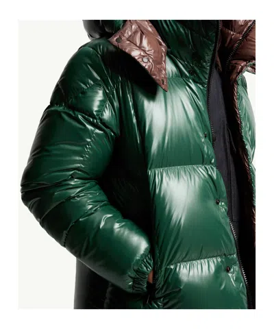 Moncler Parana Glossy Hooded Short Down Jacket Clothing In Green