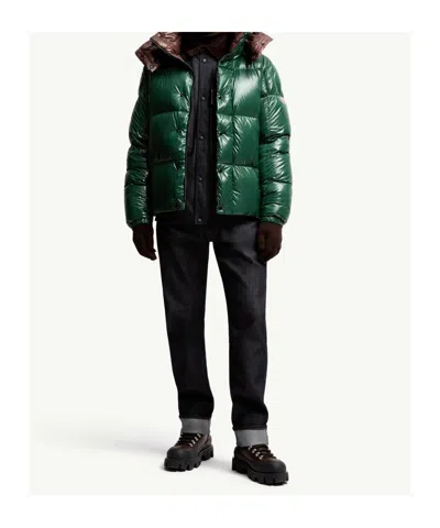 Moncler Parana Glossy Hooded Short Down Jacket Clothing In Green