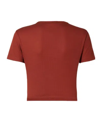 Fendi Women Brick Stretch Cotton T-shirt In Brown