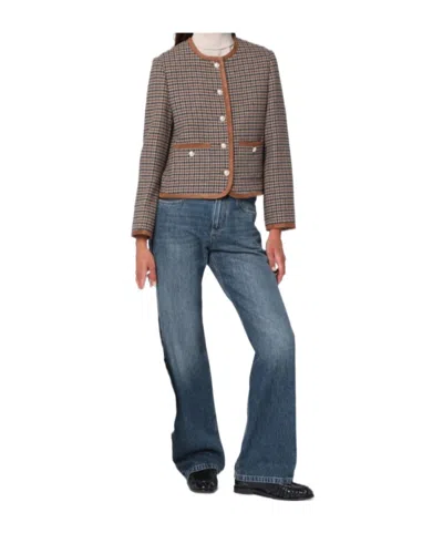 Dunst Beige Jacket With Button Closure And Front Pockets In Tweed Woman In Gray